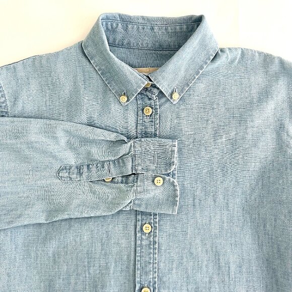 Seven For All Mankind Button Down Shirt Blue Chambray Size S - Picture 6 of 11